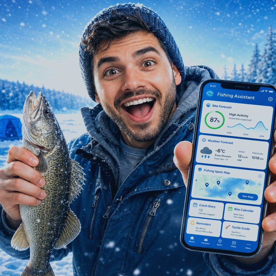 Angler using catch diary and fishing logbook